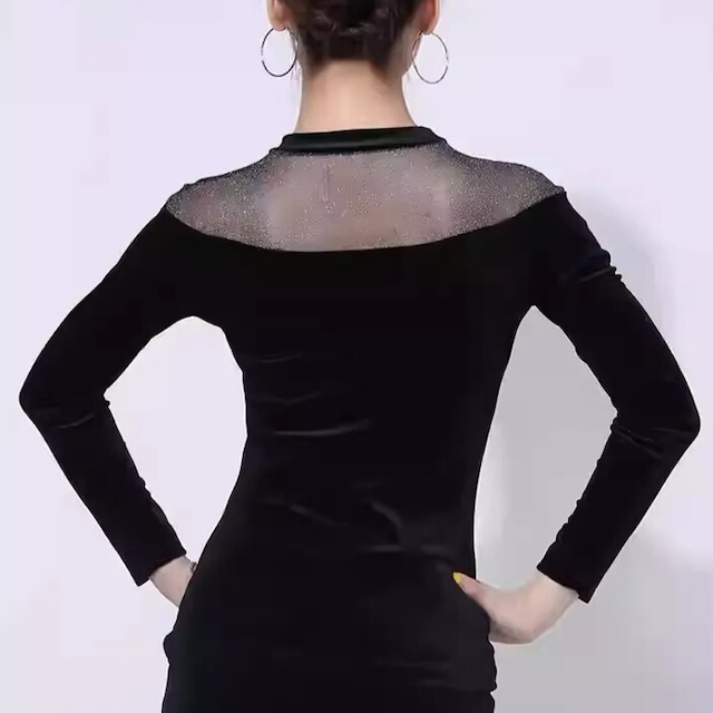 モックネック シースルー ベロア ダンストップス ds1110