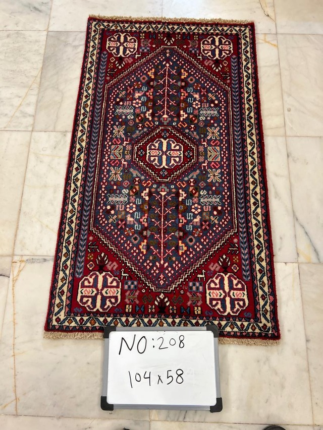 絨毯クエスト66【No.208】Tribal Rug　トライバルラグ  ※現在、こちらの商品はイランに置いてあります。ご希望の方は先ずは在庫のご確認をお願いします。