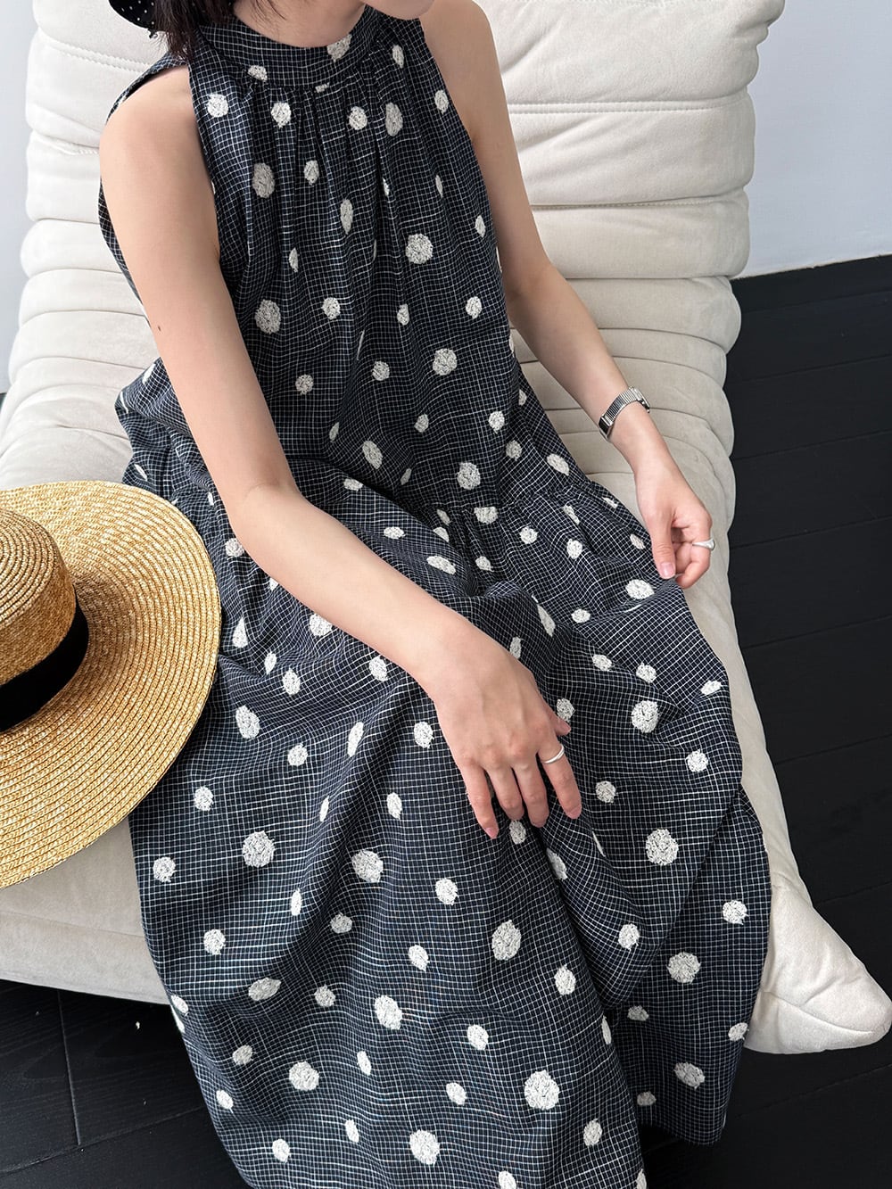 水玉刺繍入り ロングドレス H 260089 | Raglana