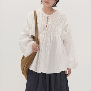 white cotton oversized shirt vintage long sleeve<t3211>