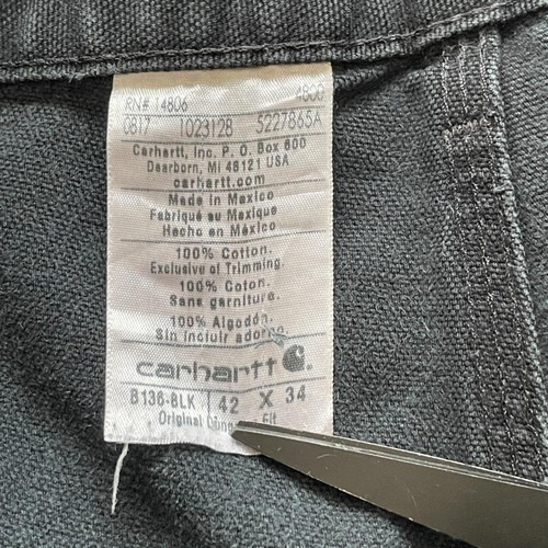 メキシコ製 ブラック ダブルニー Carhartt B136 BLK 42×34 詳細写真10