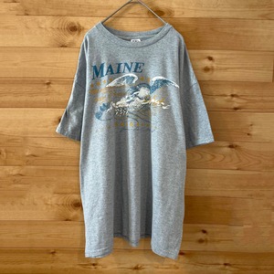 【DELTA PRO WEIGHT】MAINE メイン州 プリント Tシャツ グレー L US古着