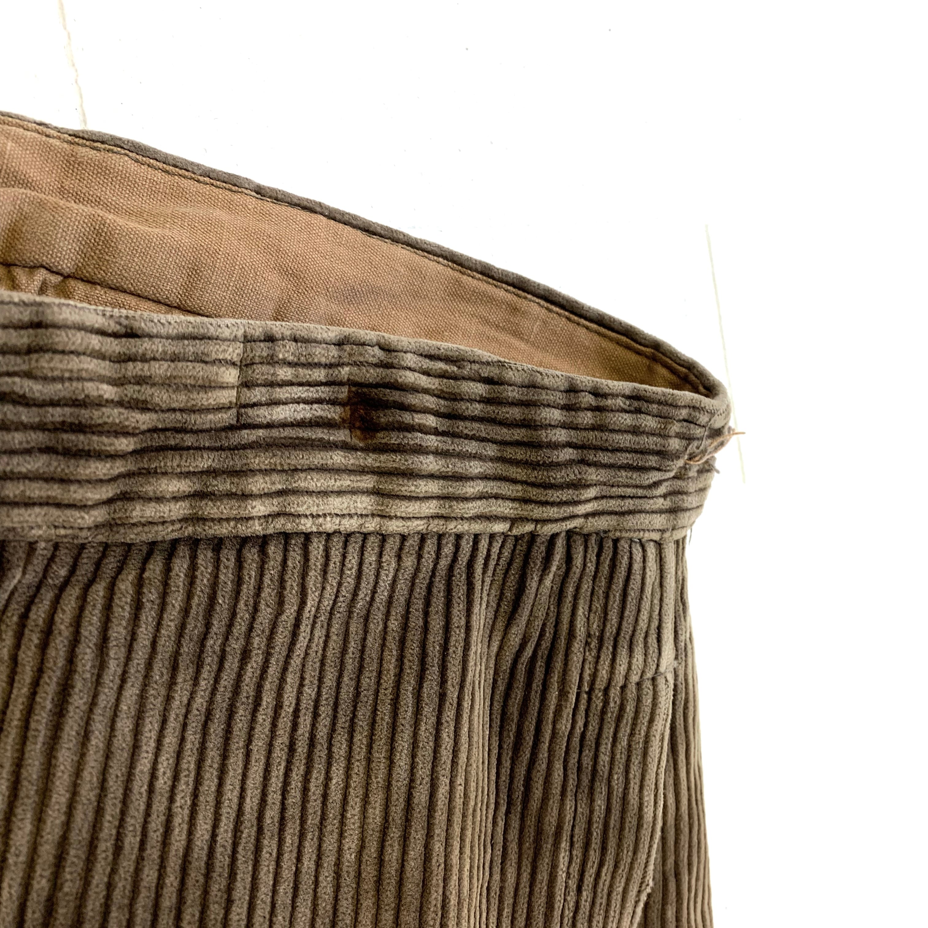 1940's~1950's French work chinch back trousers ブラウン 太畝