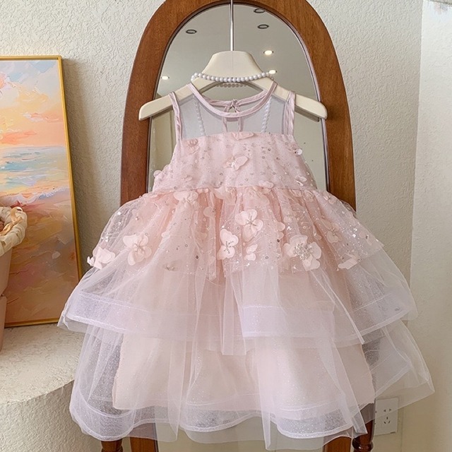 ,きらめくちょうのピンクドレスワンピース