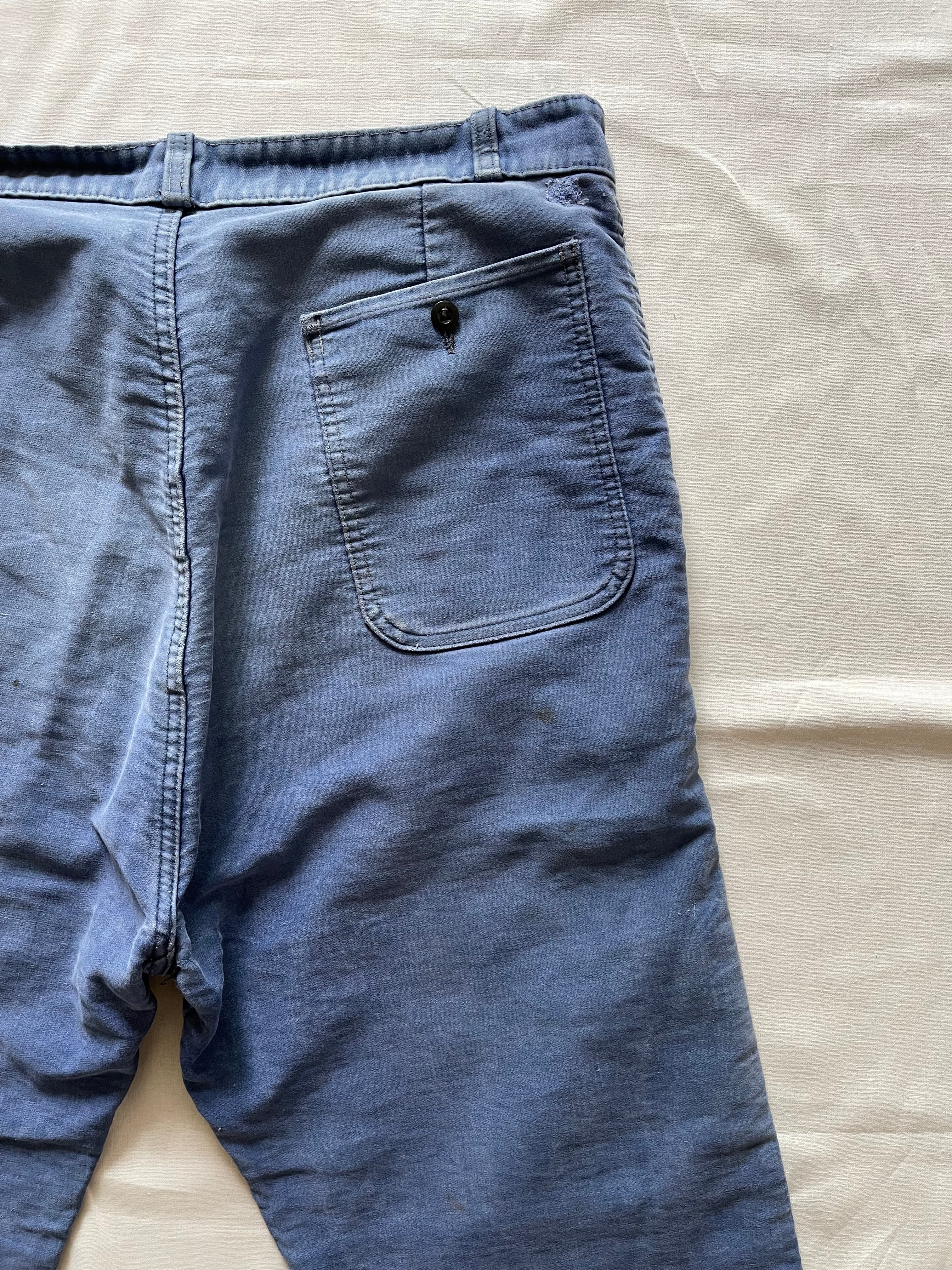 1950~60s French vintage Blue Moleskin Work pants 