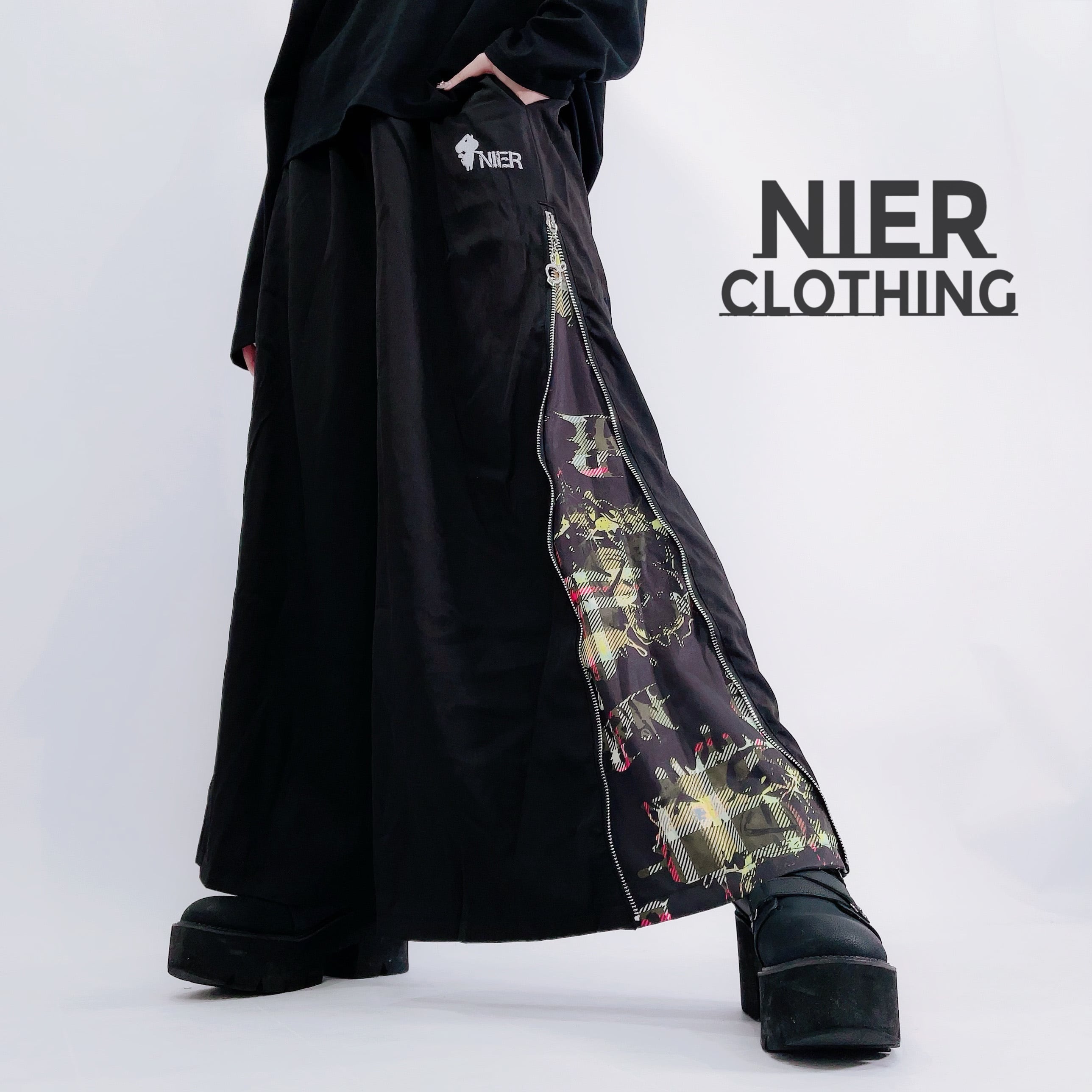 NieR 2WAY WIDE PANTS【YELLOW CHECKERED HEART BEAT】 | NIER CLOTHING powered  by BASE