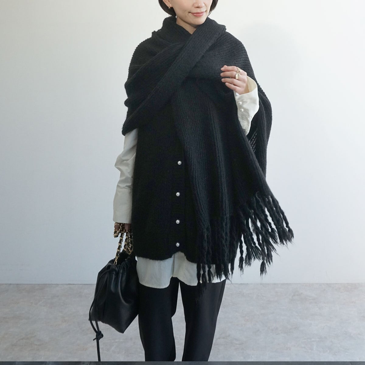 手織りショールストール　幅37cm+横フリンジ10cm長さ230cm+フリンジ 大判ねじりフリンジストール SALE | FASHFREN/ファッシュフレン