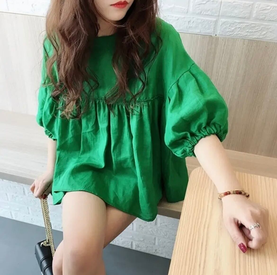 【3color】ボリューム袖フレアブラウス