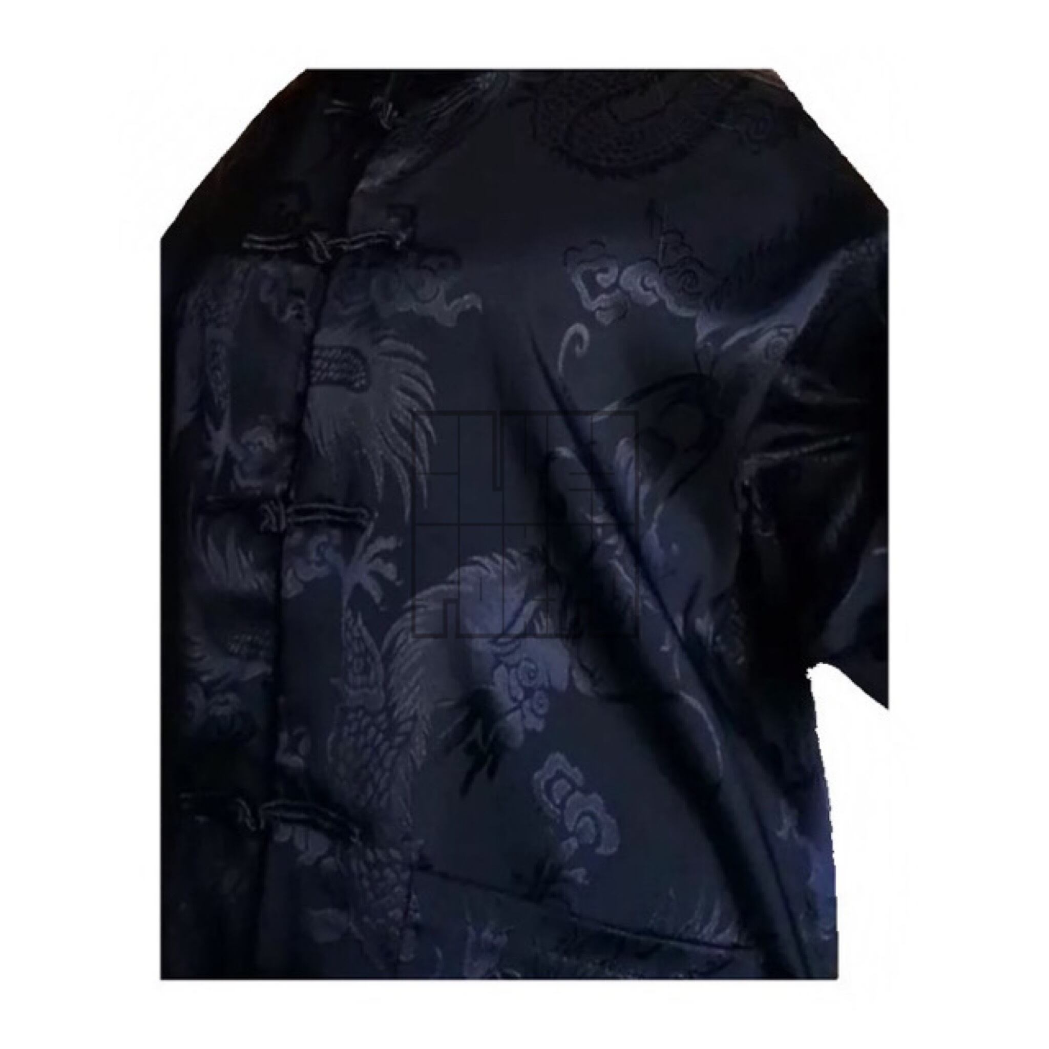 黒龍刺繍】black dragon embroidery design long sleeve black kung fu ...