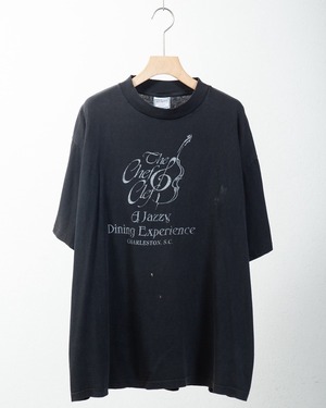 good faded jazzy print T-shirt Made In USA / Single Stitch / SIZE:XL