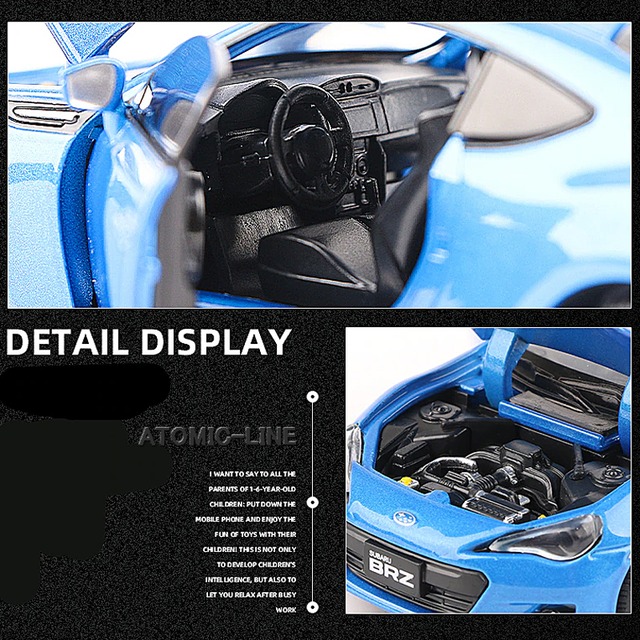 SUBARU BRZ 1/32 ミニカー 全3色 スバル ライト点灯 合金モデル 模型 ジオラマ