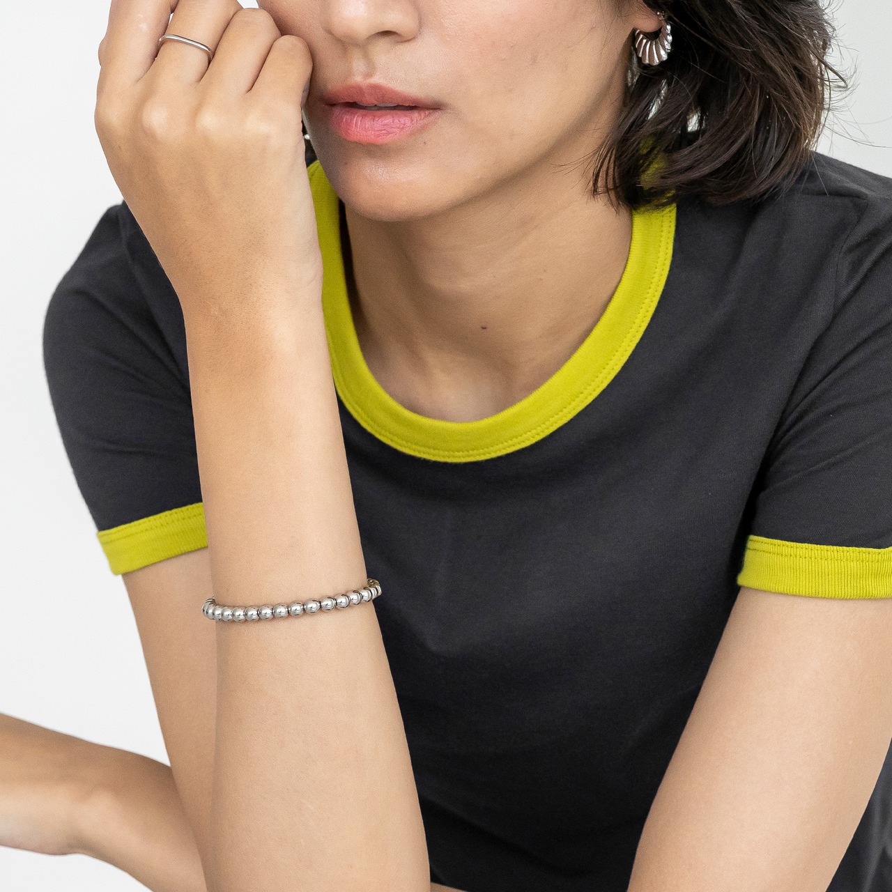 【ネコポス便】ブレスレット 選べる ステンレスボールゴムブレスレット 金属アレルギー対応 サージカルステンレス レディース テグス ゴム アクセ ジュエリー シンプル 女性 プレセント ギフト 誕プレ 大人 可愛い おしゃれ 韓国アクセ 2308