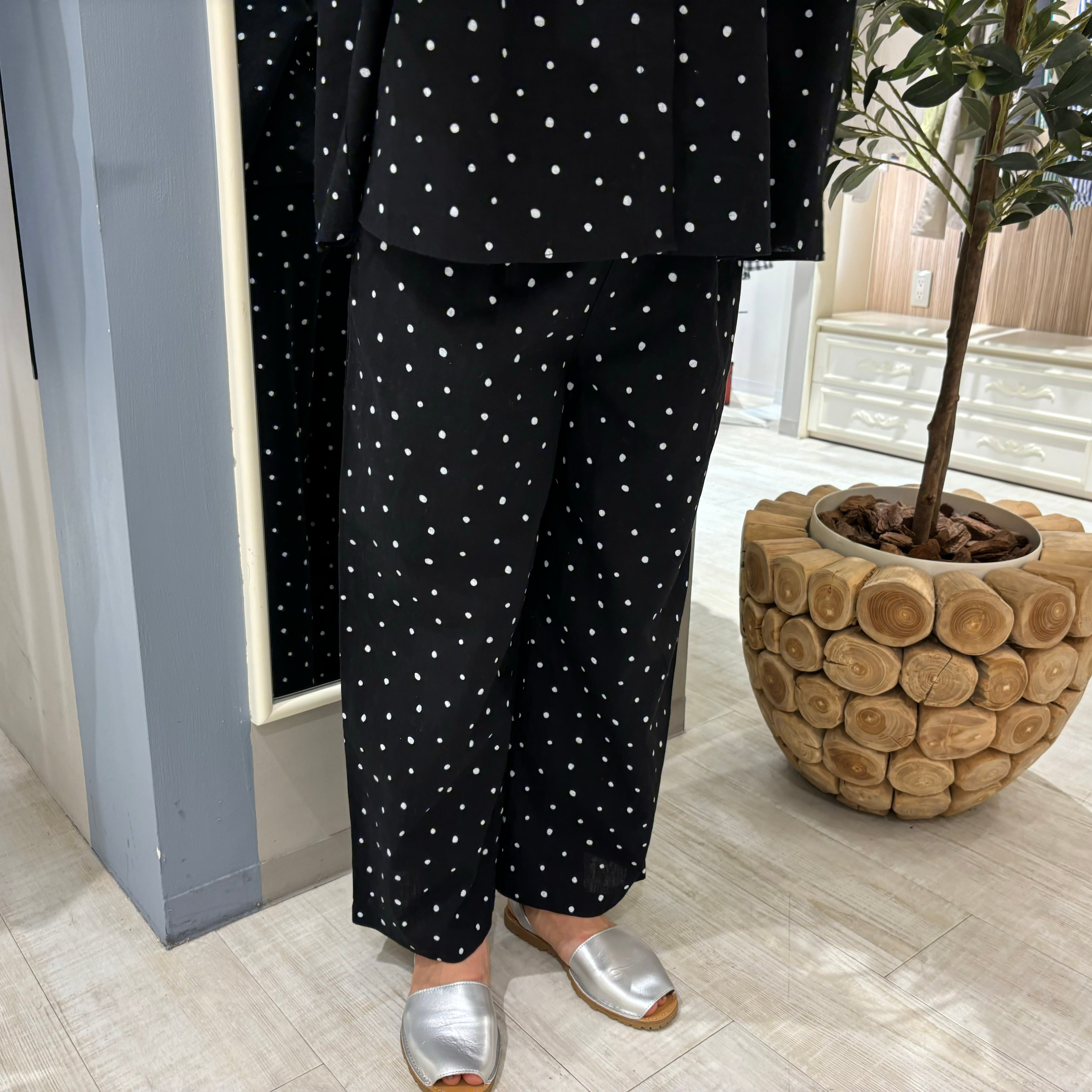 HEAVENLY コットンリネンランダムドットパンツ | Siniy