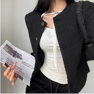 piping trim short-length no-collar jacket la2363