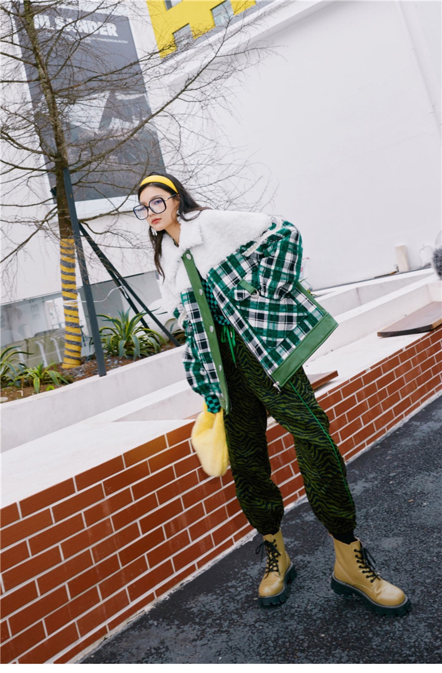 緑 チェック ジャケット デニム リボン 黒 茶 グリーン 緑 アウター