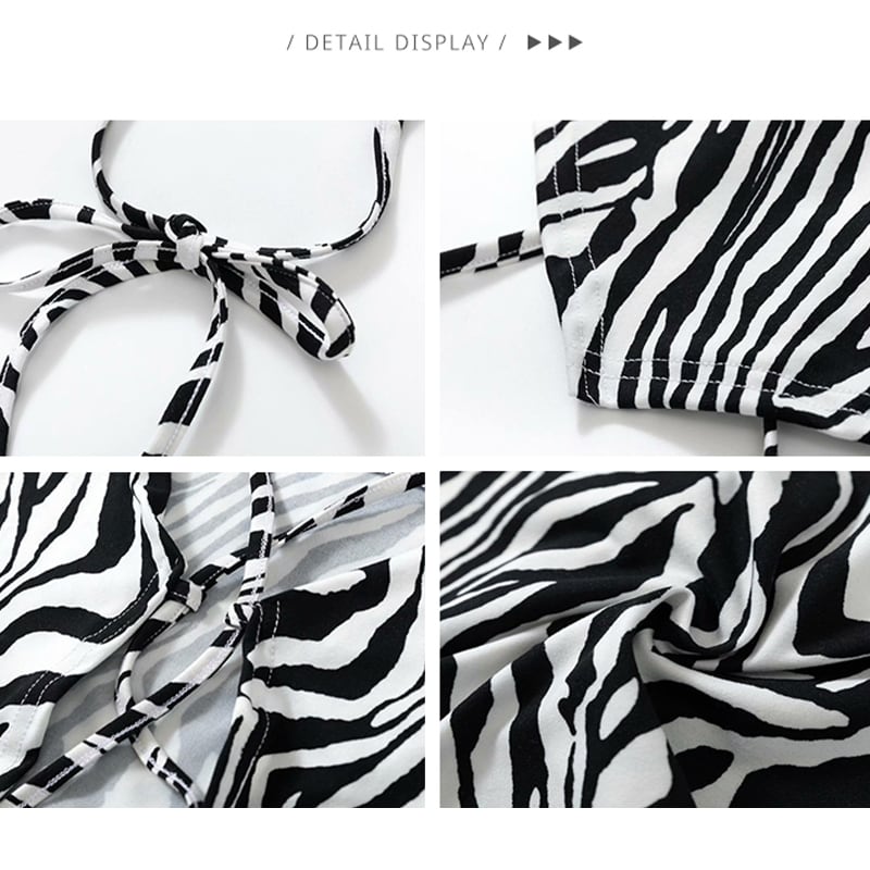 トップス キャミソール セクシー 背見せ ホルターネック 動物柄 バック