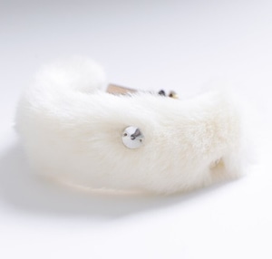 即納【PETTISTA】Eco Fur Pompom × swarovski《Ivory》
