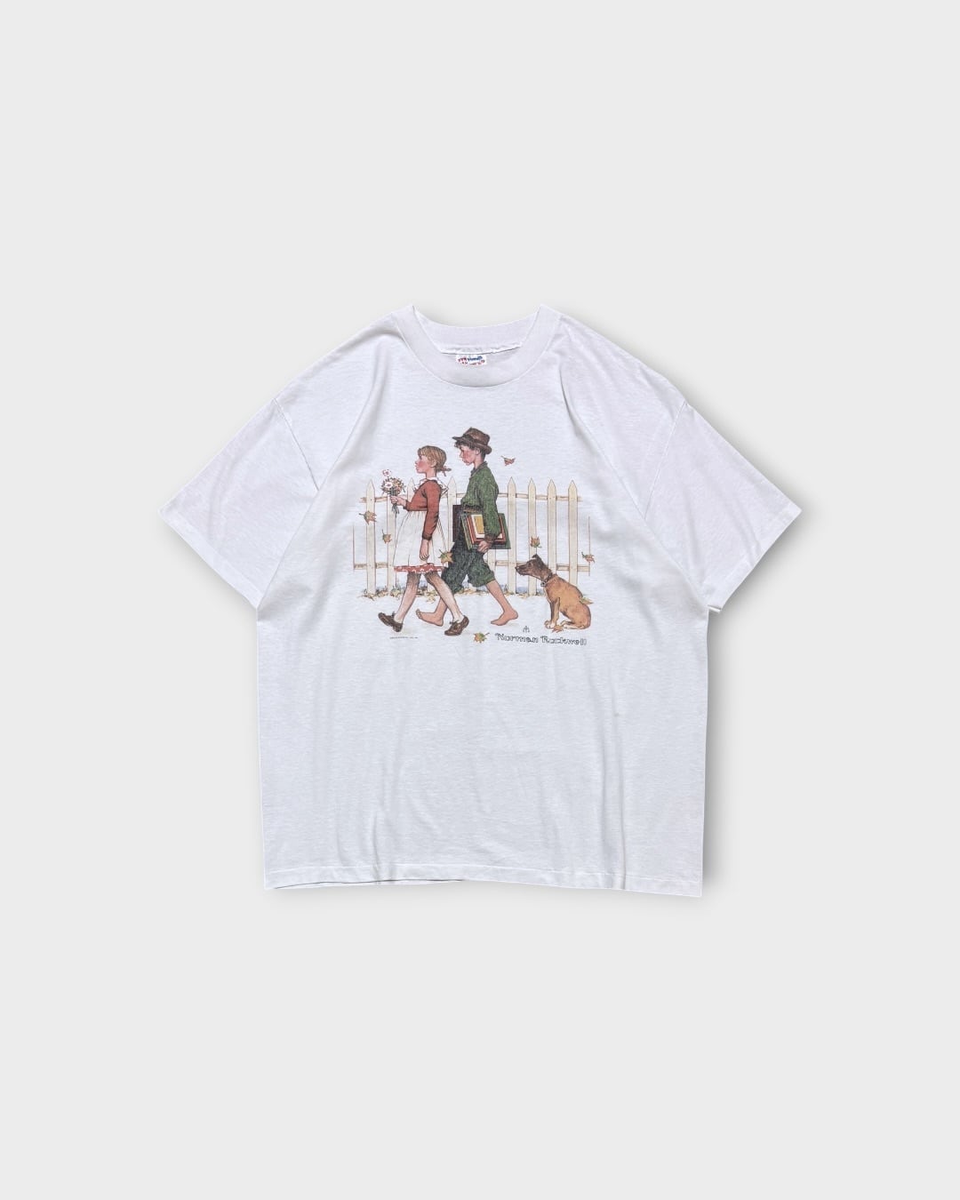 【VINTAGE】1990’s “Norman Rockwell” Young Love Print T-Shirt MADE IN USA