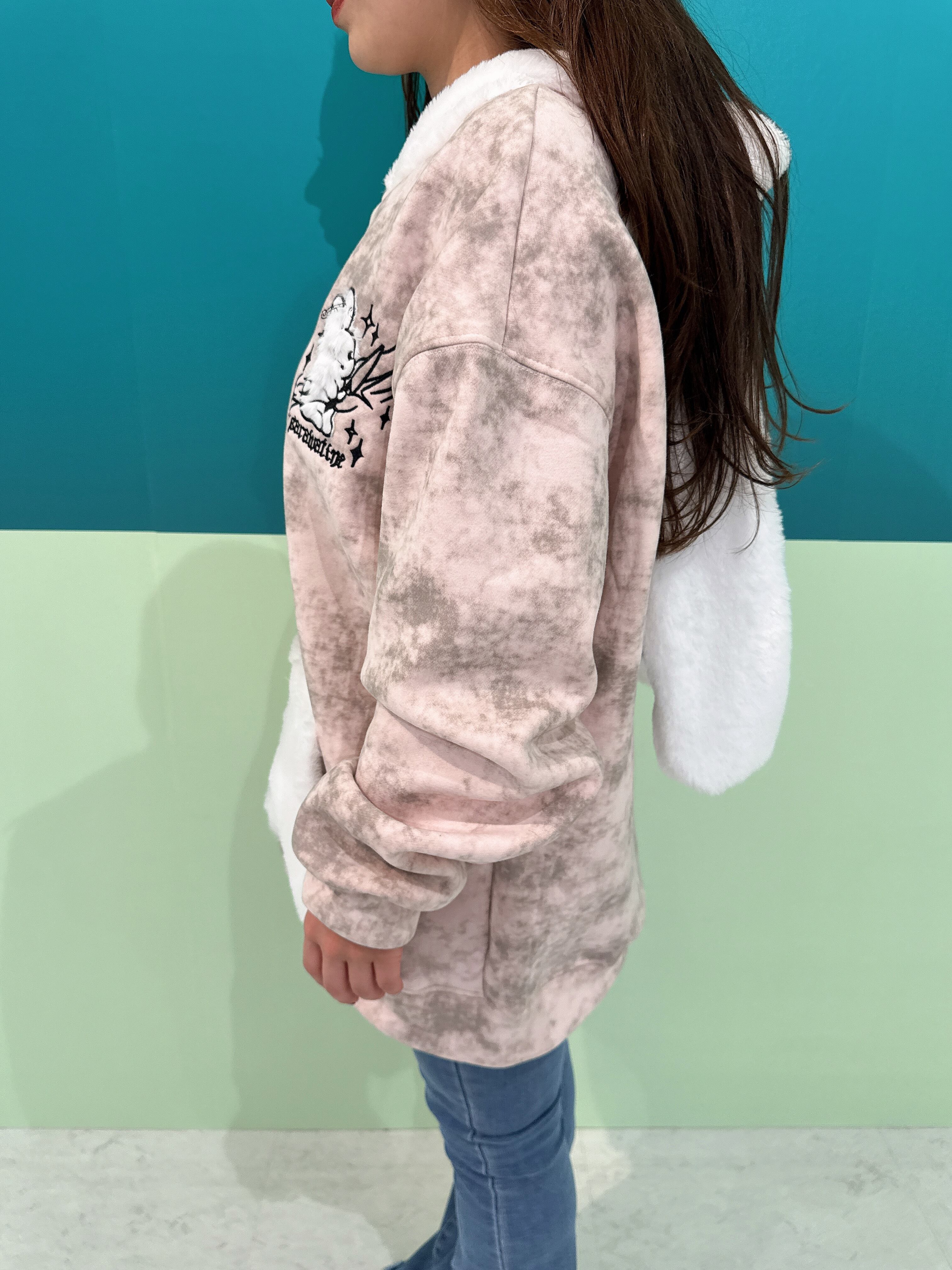 うさ耳ベルトフードパーカー サブカル 地雷 ストリート | 韓国系ユニ