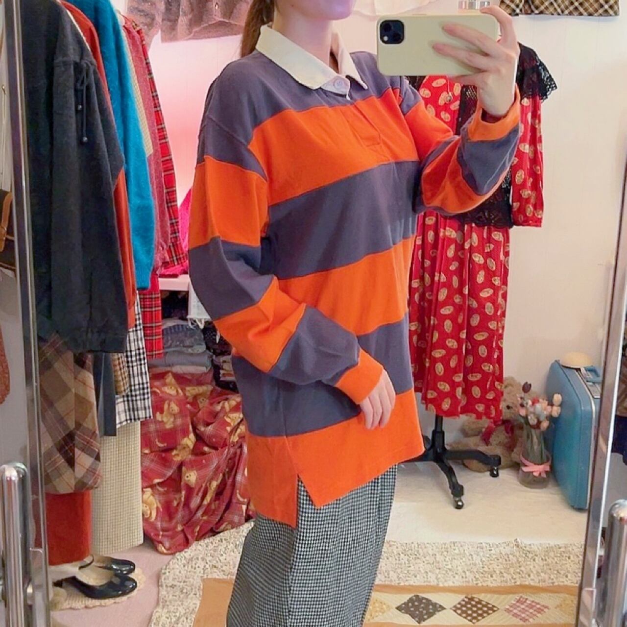 orange stripe rugger shirt