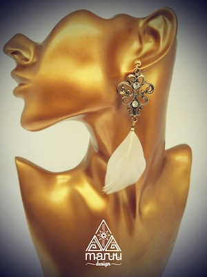 White Feather Long Drop Earring
