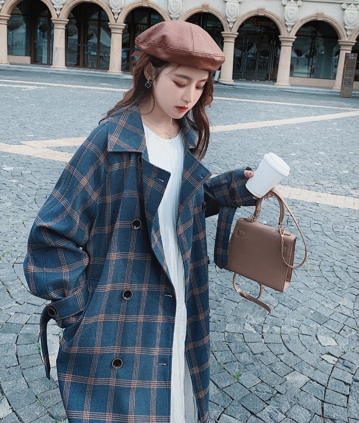 チェック柄 コート ロングコートトレンチコート カジュアル きれいめ