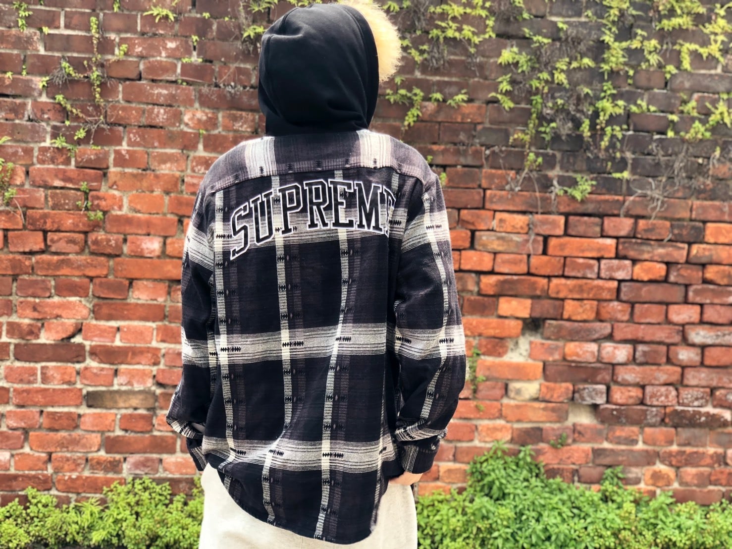 Hooded Jacquard Flannel Shirt