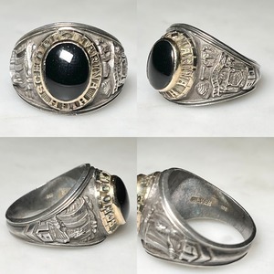 vintage c1980 silver × k10 college ring