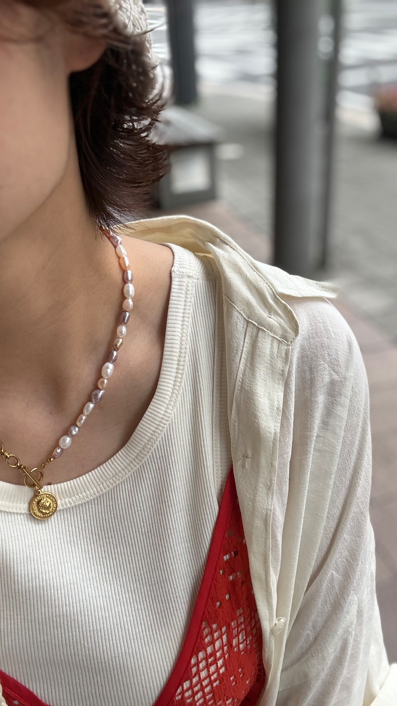 『朝焼けの予感』coin pearl necklace ※8月限定color