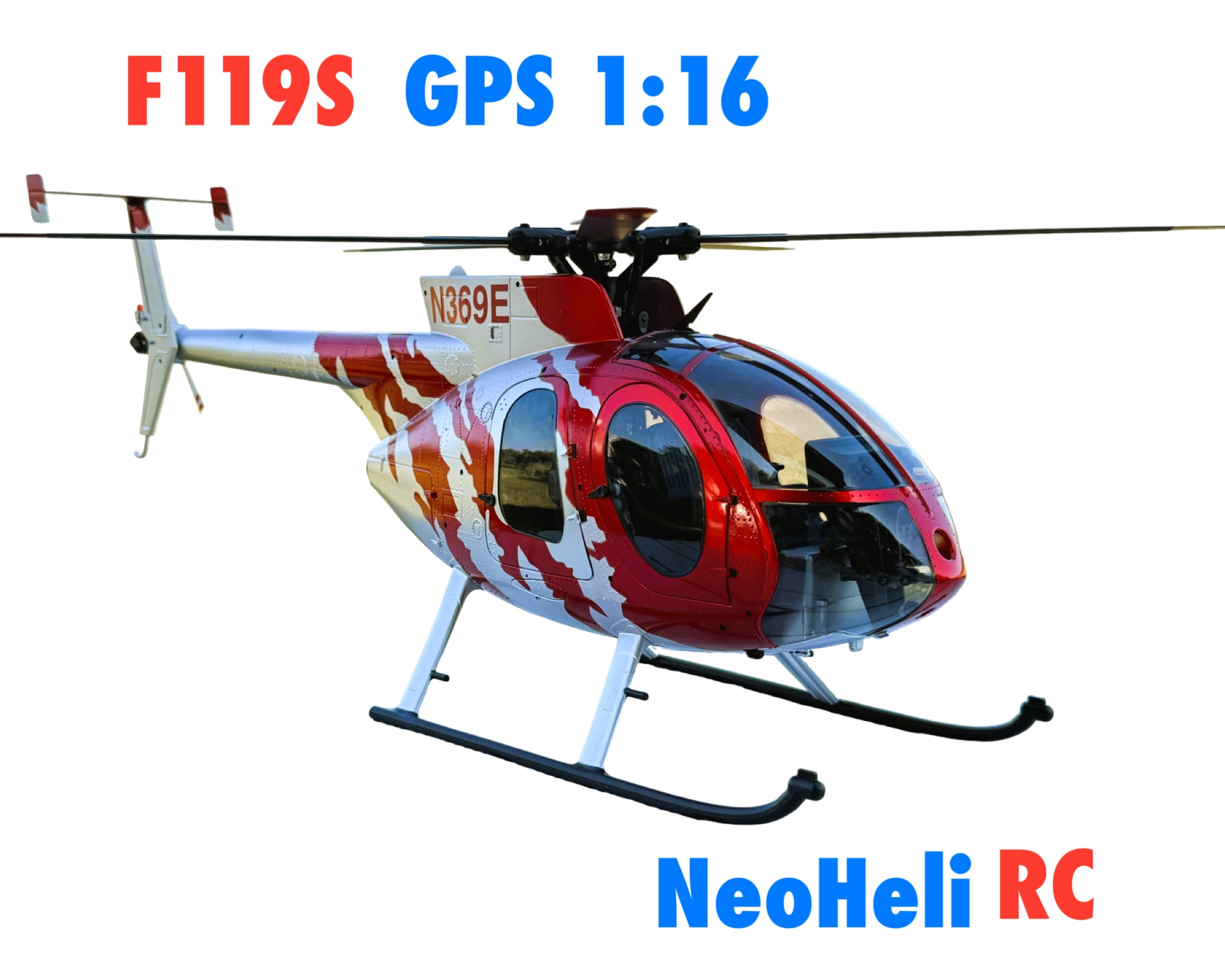 予約受付◆小型1 /16スケール RTF YUXIANG F119S GPS MD500(カラー: レッド/シルバー) 全長485mm 重量700g