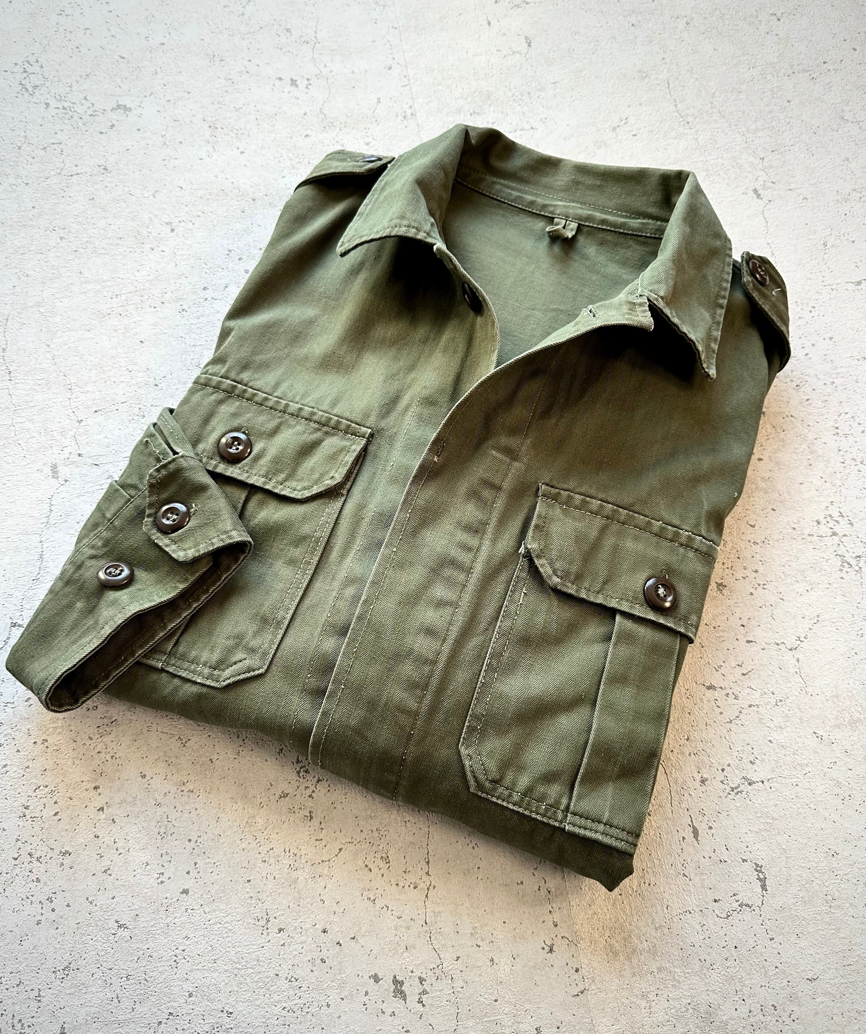 70s〜 “ DUTCH ARMY ” HBT UTILITY SHIRT - JACKET OLD VINTAGE ...