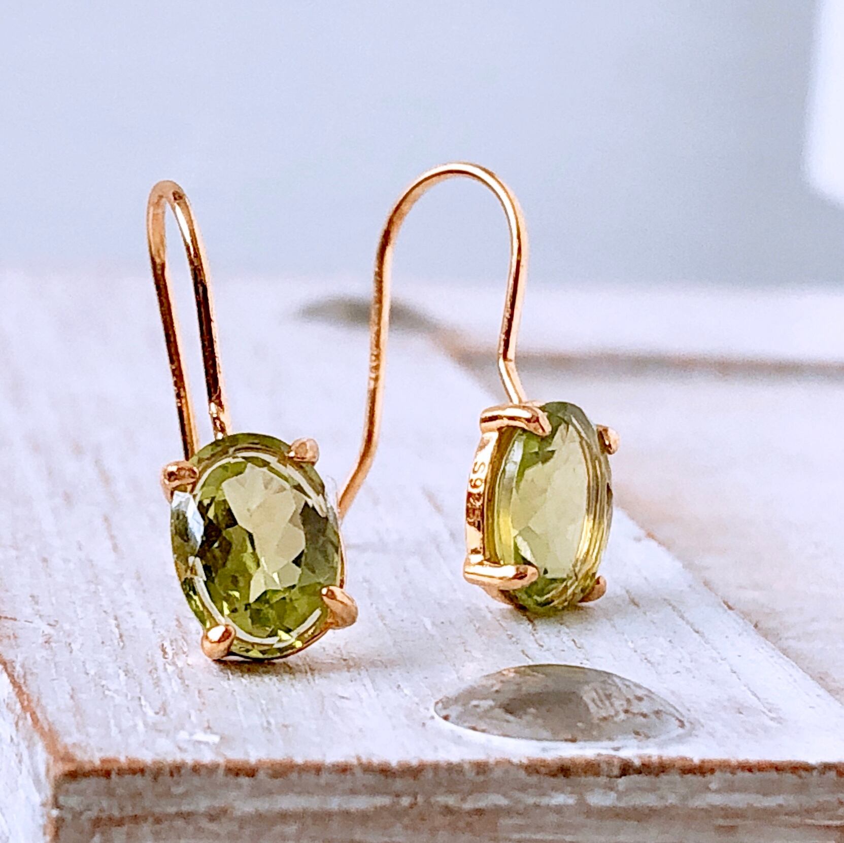 宝石質ペリドット14kgf製ネックレス 約40cm 8×6mm 8月誕生石 Peridot