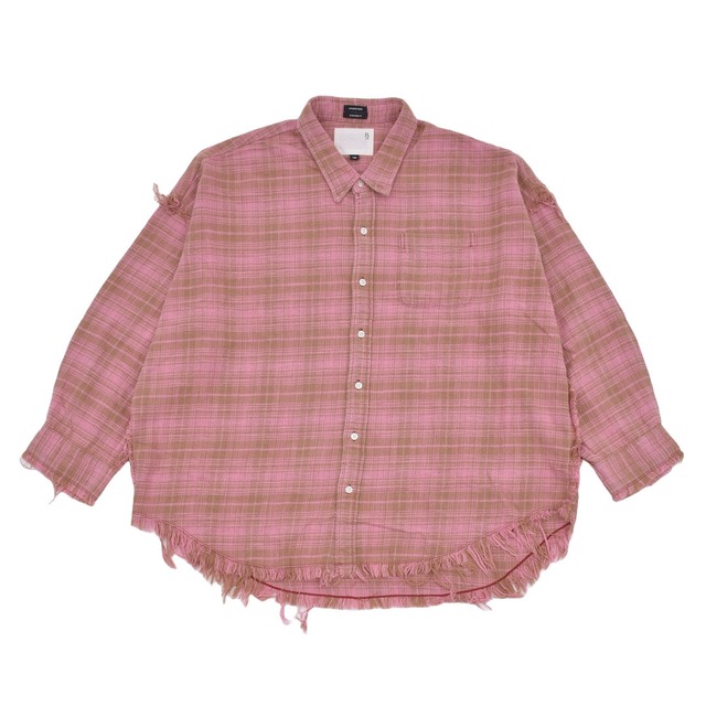 【R13】SHREDDED SEAM DROP NECK SHIRT(PINK)