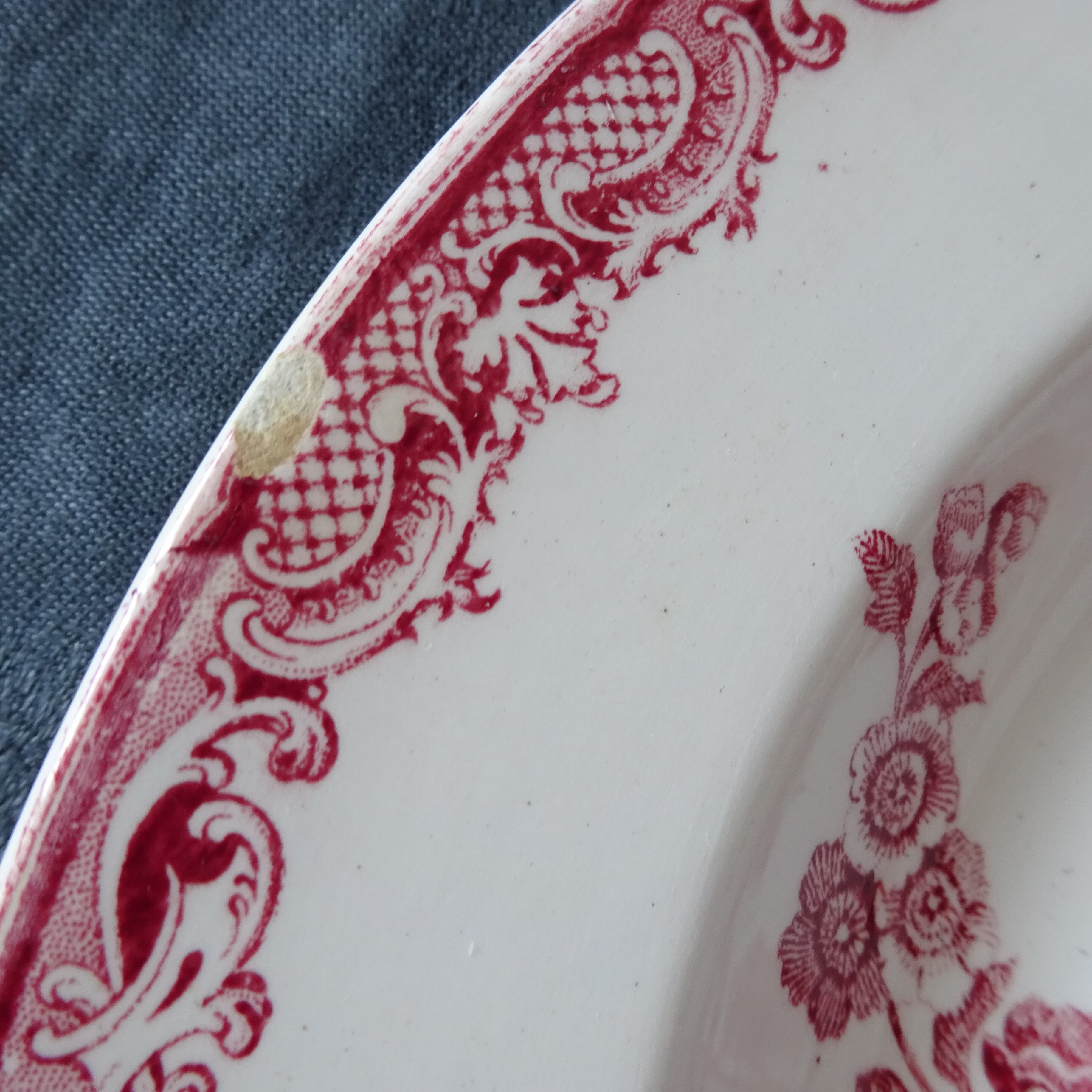 【 Épuisé 】【金継ぎ用】Sarreguemines＊modèle《FONTANGES》assiette creuse pour Kintsugi (E)