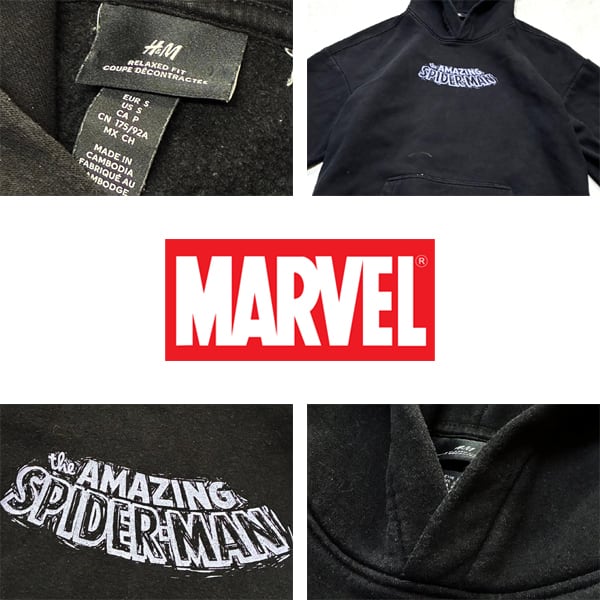1点物◇マーベルMARVELスパイダーマン黒スウェットパーカー古着メンズ 1点物◇マーベルMARVELスパイダーマン黒スウェットパーカー古着メンズ