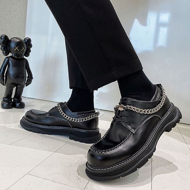 予約販売】レザーシューズ メンズ ローファー チェーン シューズ 靴
