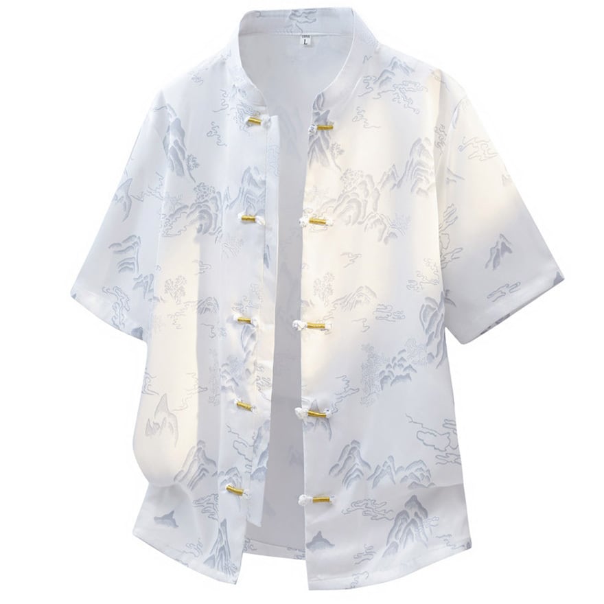 サブカル系 中華系 立ち襟 半袖シャツ チャイナ服