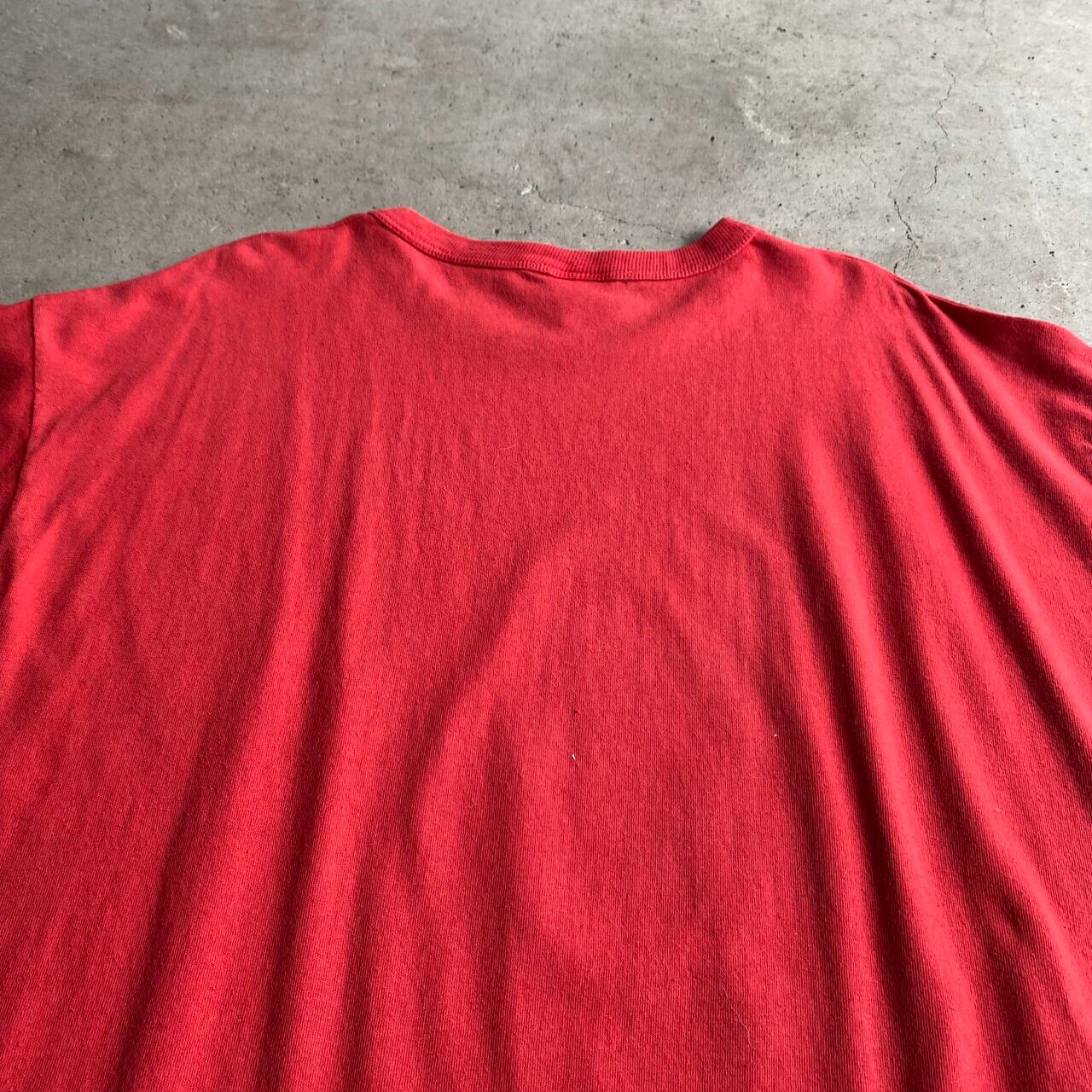 ビッグサイズ 年代  ディズニー   ミッキーマウス サンタクロース キャラクタープリント ロング丈 Tシャツ  メンズ相当 レディース 古着 レッド 赤色 フリーサイズ ユニセックス  ヴィンテージ ビンテージ