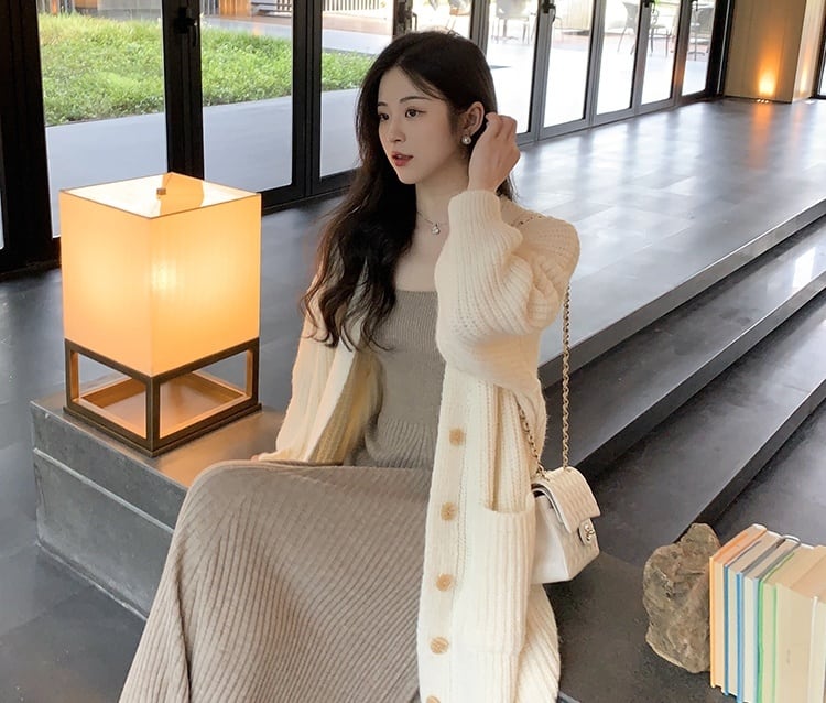 natural couture クロスニット+ノースリワンピースSET クロスニット+