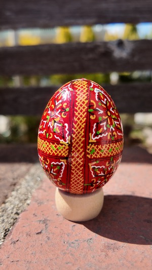 装飾用木製プィサンカ（イースターエッグ）with stand　コロミヤモデル