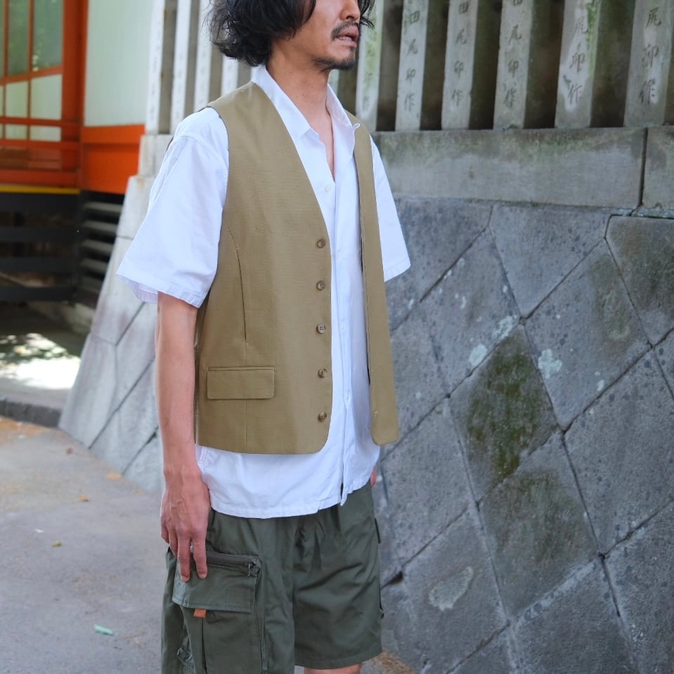 KENNETH FIELD(ケネスフィールド) /IRON VEST RIPSTOP-KHAKI-(26SS-15