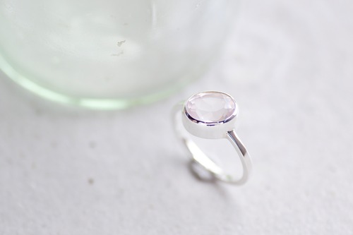 【ONE-OF-A-KIND】oval ring #12 SV925 <rose quartz> / リング ＜ローズ・クォーツ＞