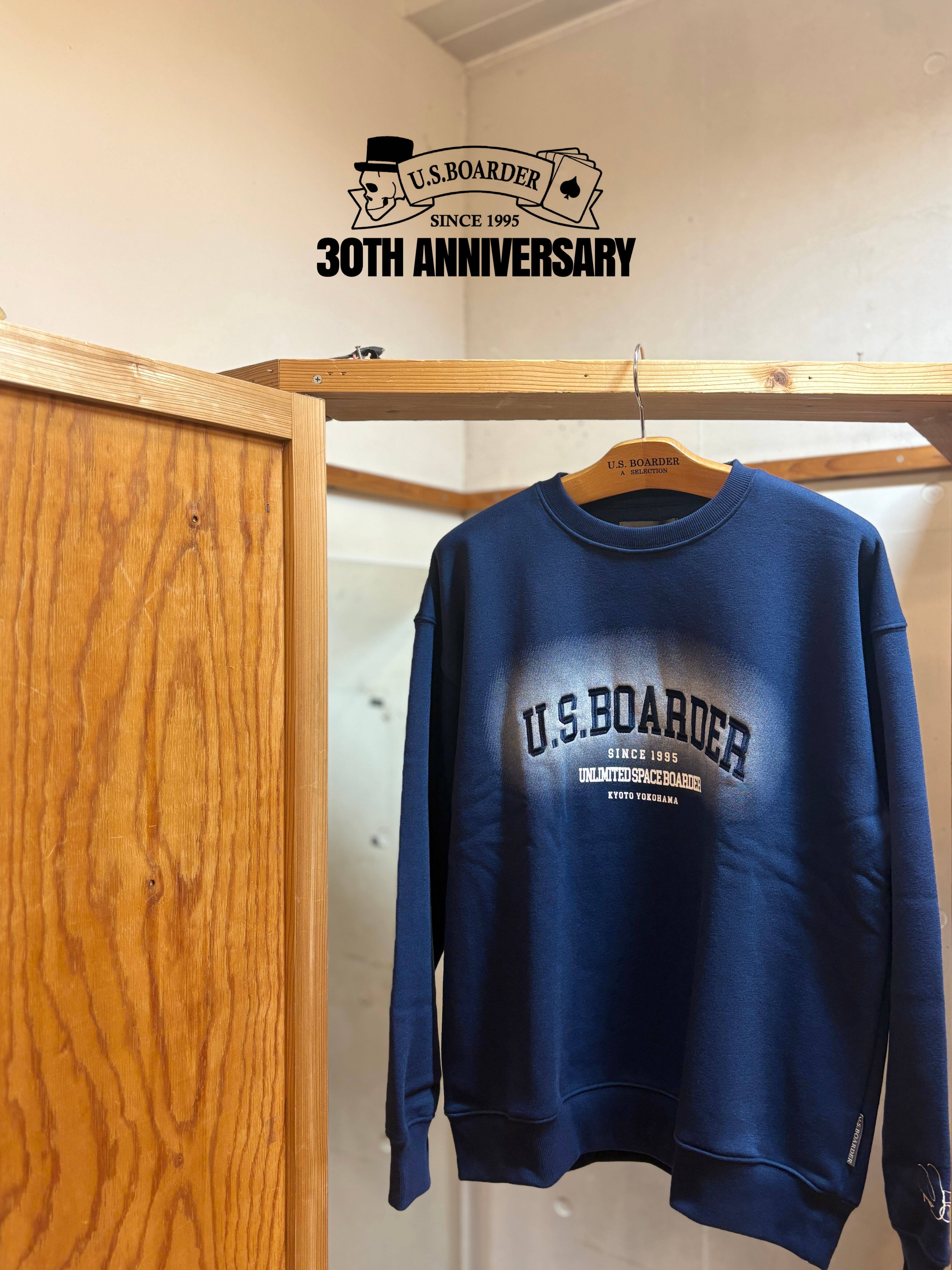 U.S.BOARDER 裏起毛25 SWT ネイビー NVY Navy blue 紺色 刺繍 カレッジ
