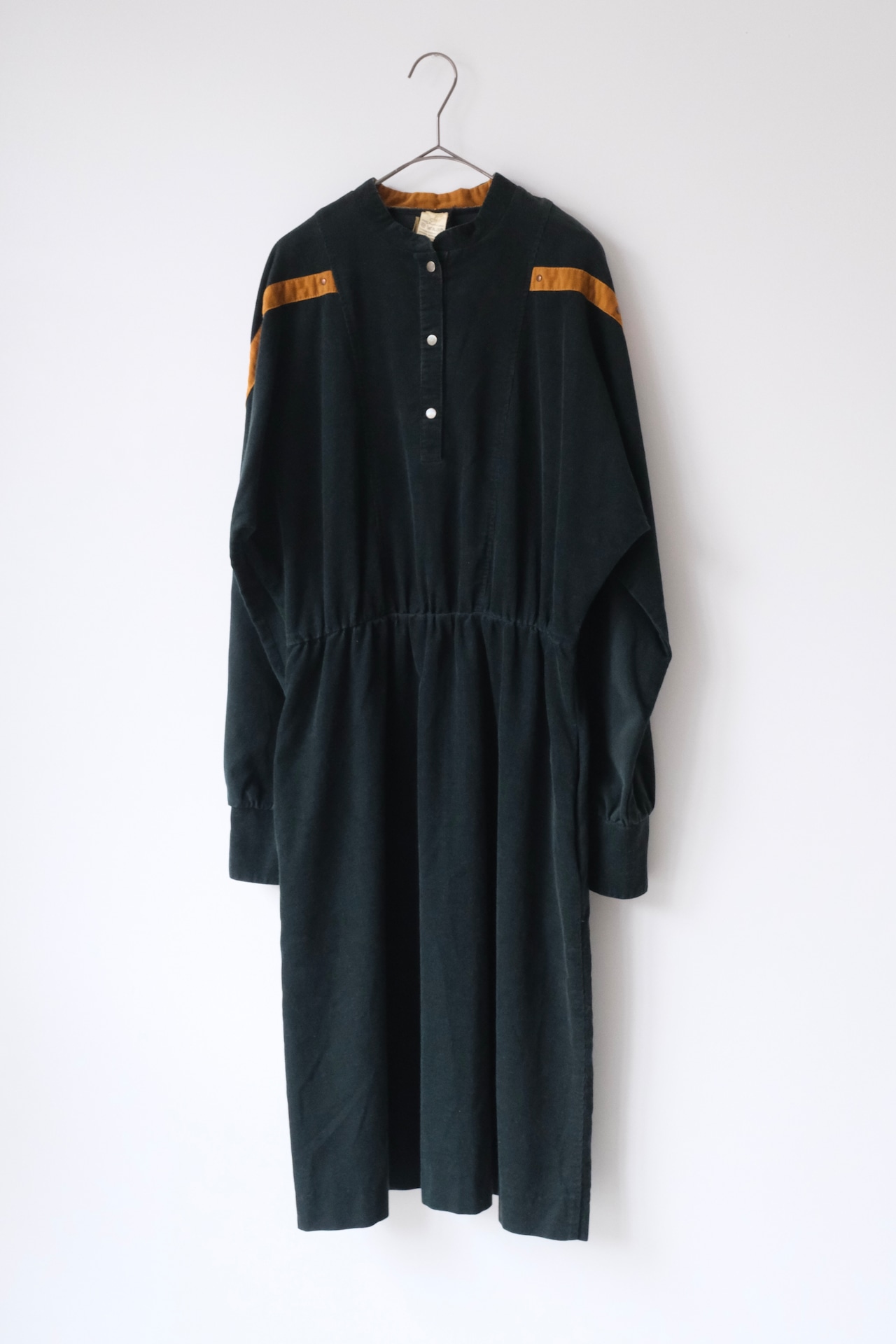 Black corduroy long sleeve shirt dress
