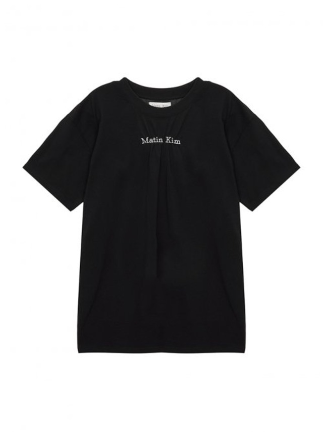 [MATIN KIM] MATIN LOGO SHIRRING TOP IN BLACK