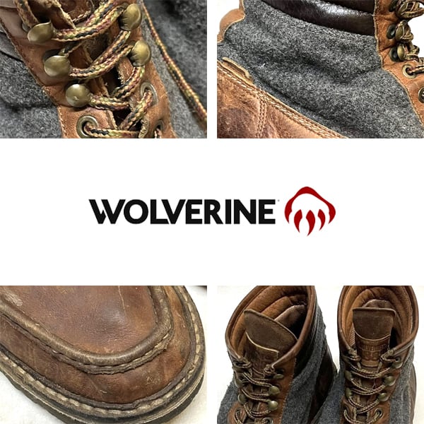 1点物◇ポルトガル製WOLVERINEレザーブーツ茶ワークブーツ古着13メンズ