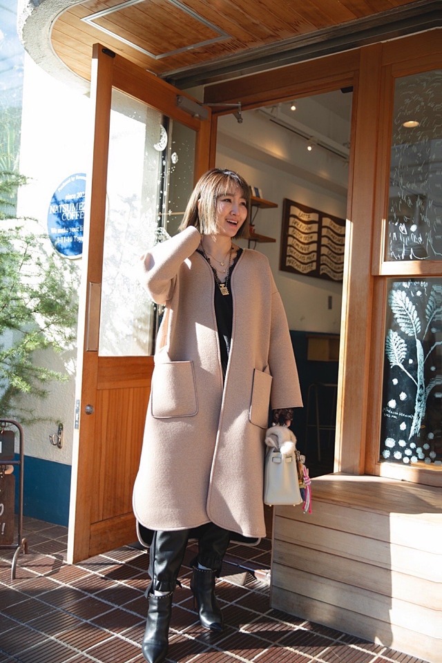(original)neo coat (ベージュ×ブラック)