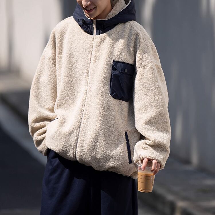 ★PATCHWORK HOODED CARDIGAN JACKET　　　A0839