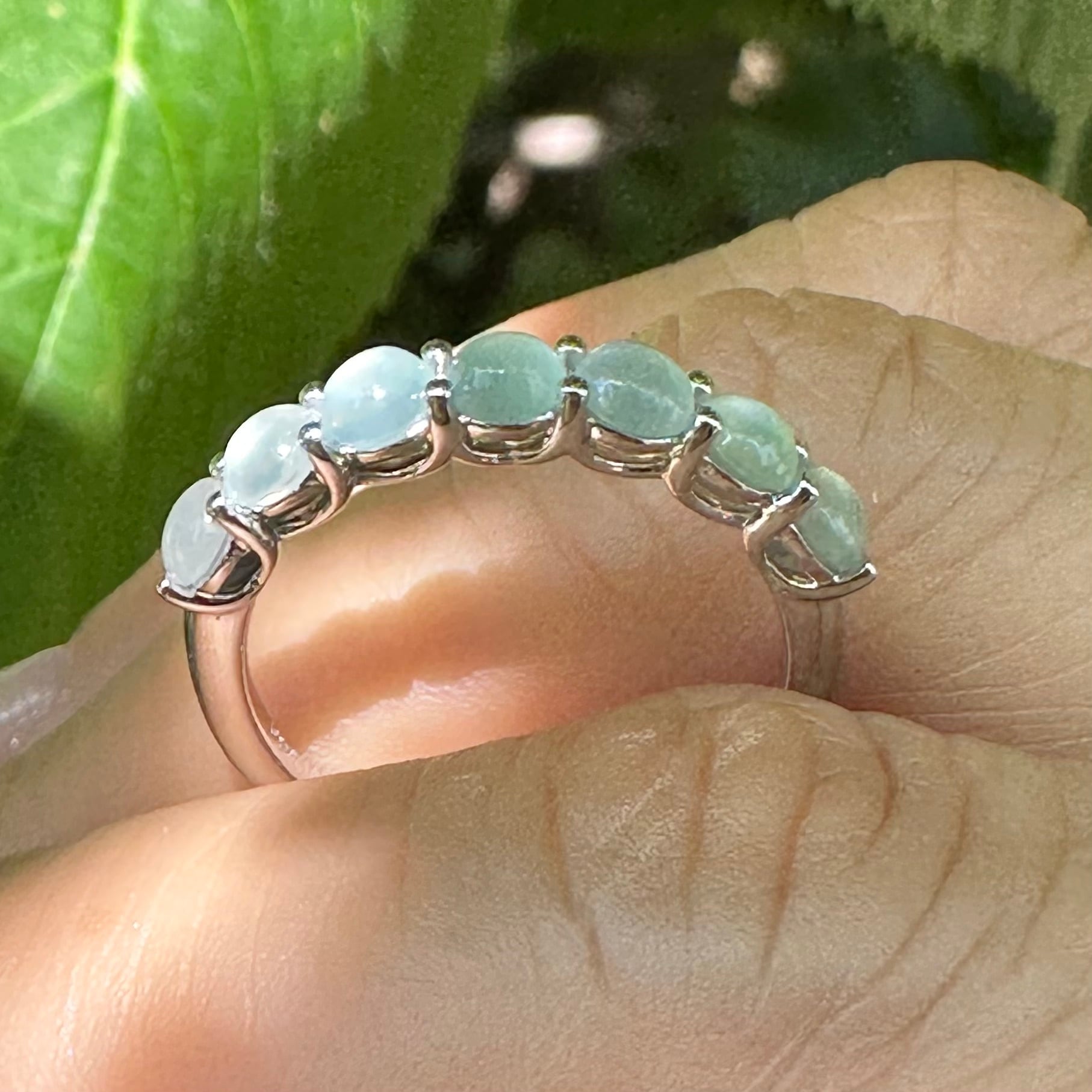 Ice Blue Jade AMU Silver Ring | Victorian Box