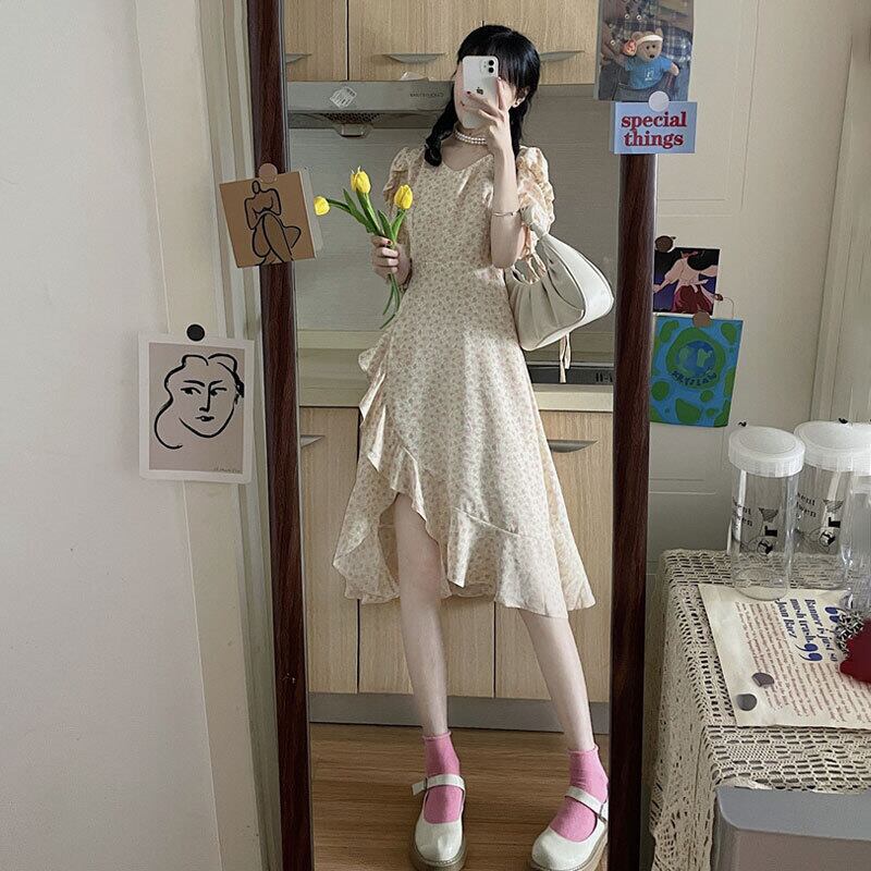 フローラルドレス サマーウェストスカート 大人ガーリー スウィート キュート カジュアル 夏物 花柄 萌量不足91177320774